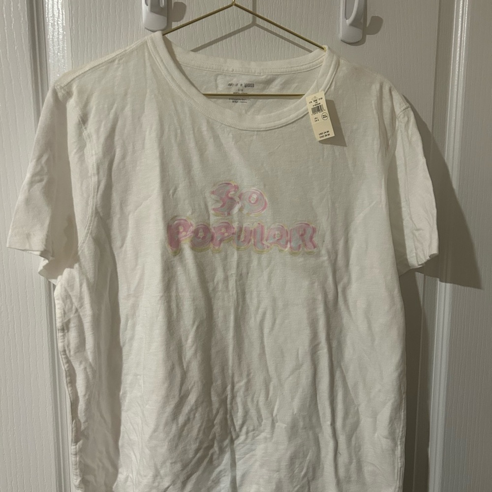 Aerie White Tee with Pink Text